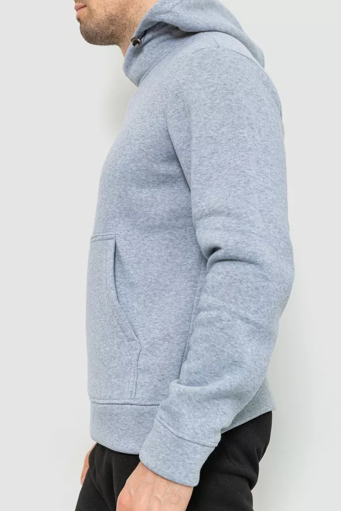 Купити Худі чоловічий на флісі з капюшоном  -уцінка, колір світло-сірий, 214R022-U-2 - Фото №3
