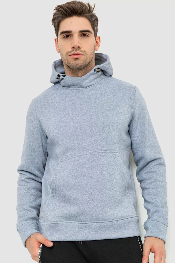 Купити Худі чоловічий на флісі з капюшоном  -уцінка, колір світло-сірий, 214R022-U-2 - Фото №1