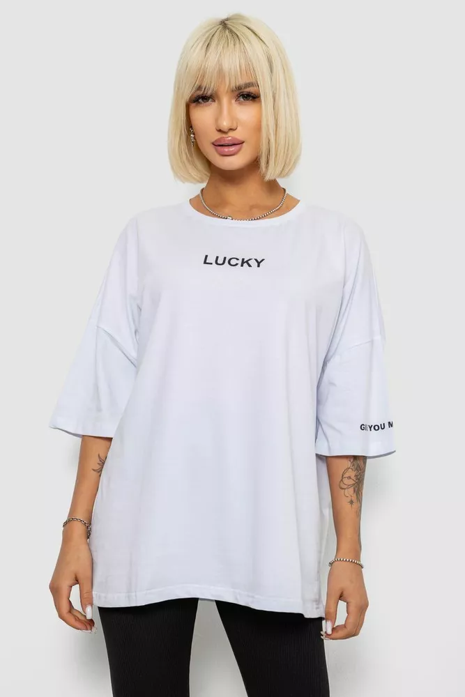 Купить Футболка женская с принтом, цвет белый, 244R2019 - Фото №1