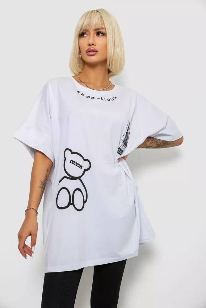Купить Футболка женская с принтом, цвет белый, 244R4004 - Фото №1