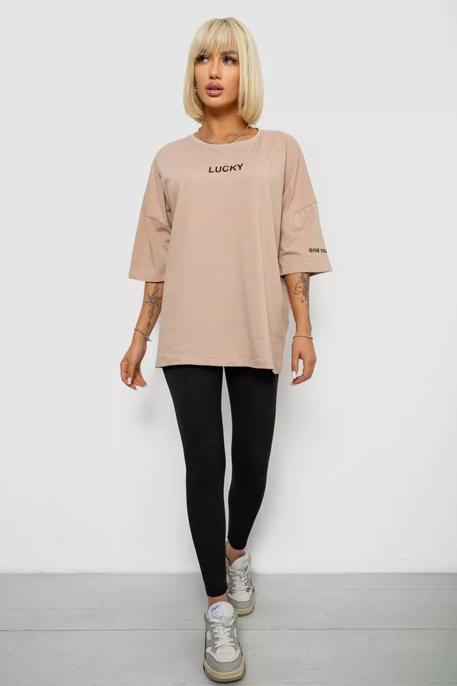 Купить Футболка женская с принтом, цвет бежевый, 244R2019 - Фото №2