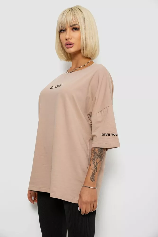 Купить Футболка женская с принтом, цвет бежевый, 244R2019 - Фото №3