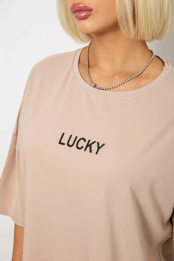 Купить Футболка женская с принтом, цвет бежевый, 244R2019 - Фото №5