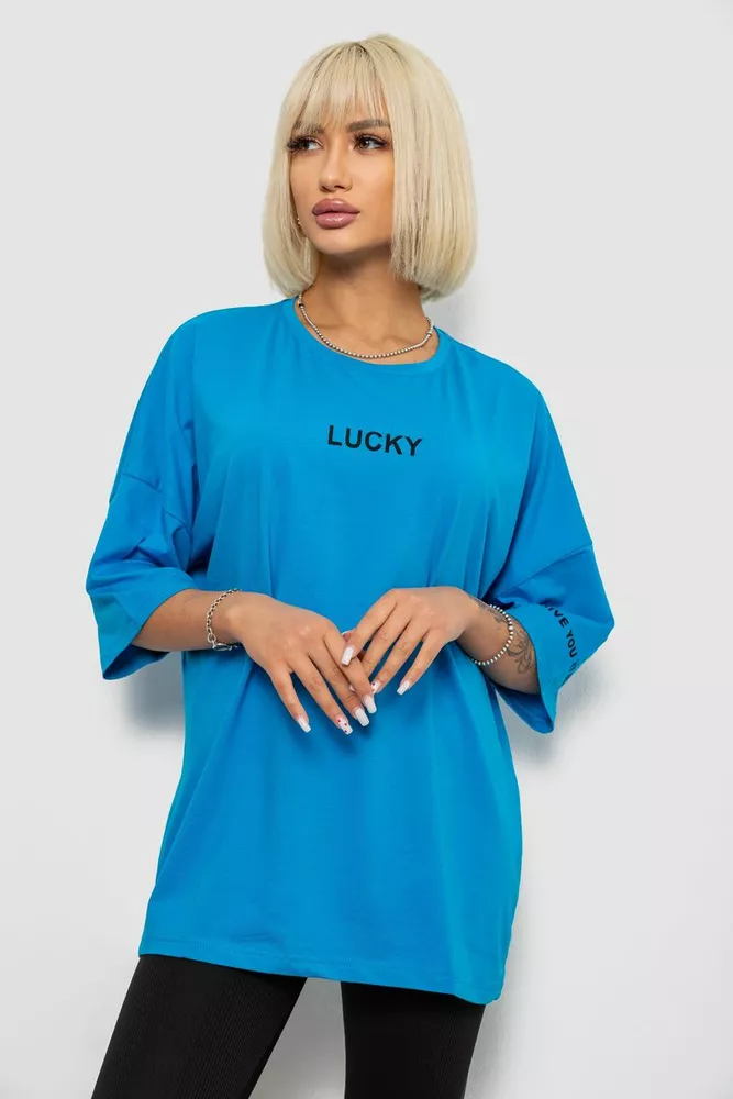 Купить Футболка женская с принтом, цвет голубой, 244R2019 - Фото №1