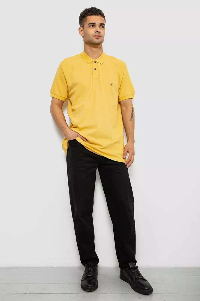 Купить Поло мужское однотонное, цвет желтый, 244R5015 - Фото №2