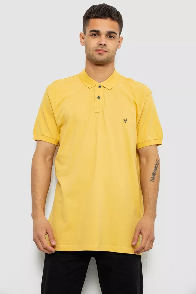 Купить Поло мужское однотонное, цвет желтый, 244R5015 - Фото №1
