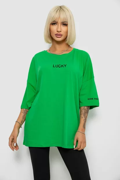 Футболка женская с принтом, цвет зеленый, 244R2019