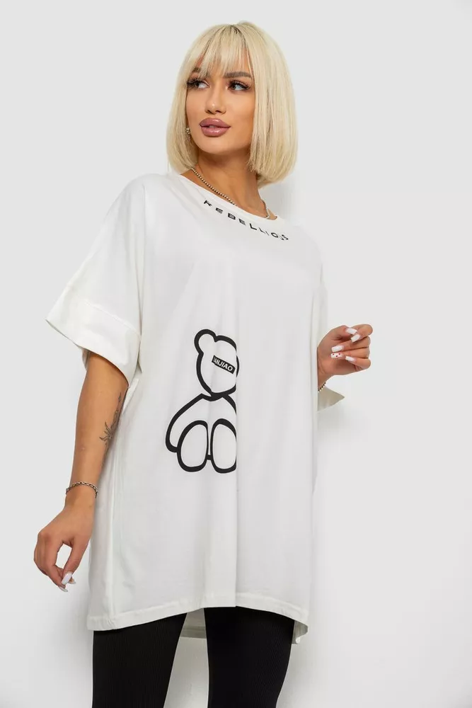 Купить Футболка женская с принтом, цвет молочный, 244R4004 - Фото №3