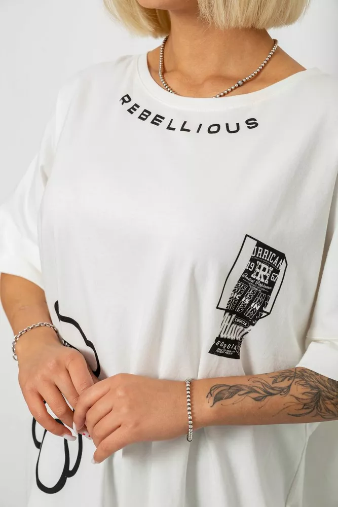 Купить Футболка женская с принтом, цвет молочный, 244R4004 - Фото №5