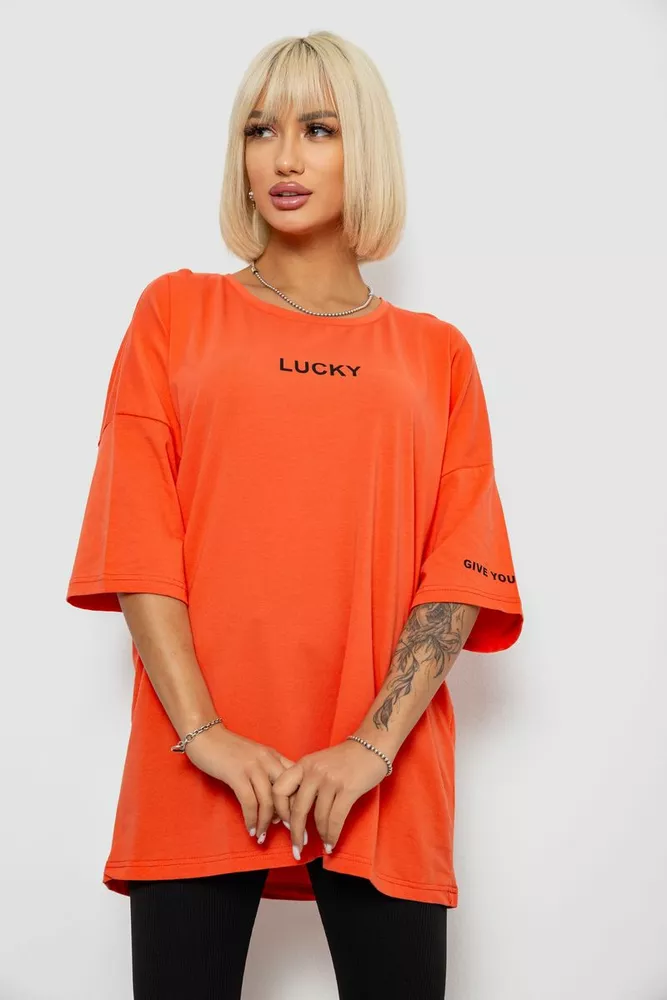 Купить Футболка женская с принтом, цвет оранжевый, 244R2019 - Фото №1