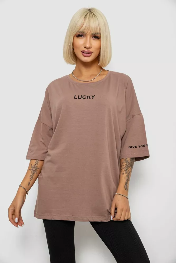 Купить Футболка женская с принтом, цвет мокко, 244R2019 - Фото №1