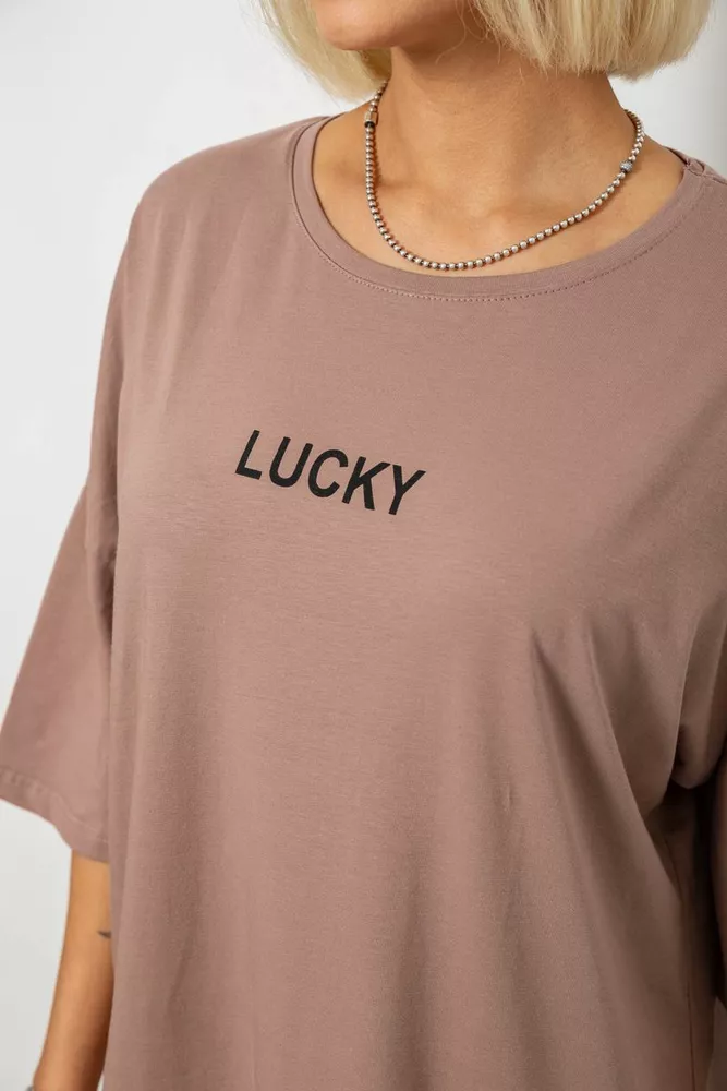 Купить Футболка женская с принтом, цвет мокко, 244R2019 - Фото №5