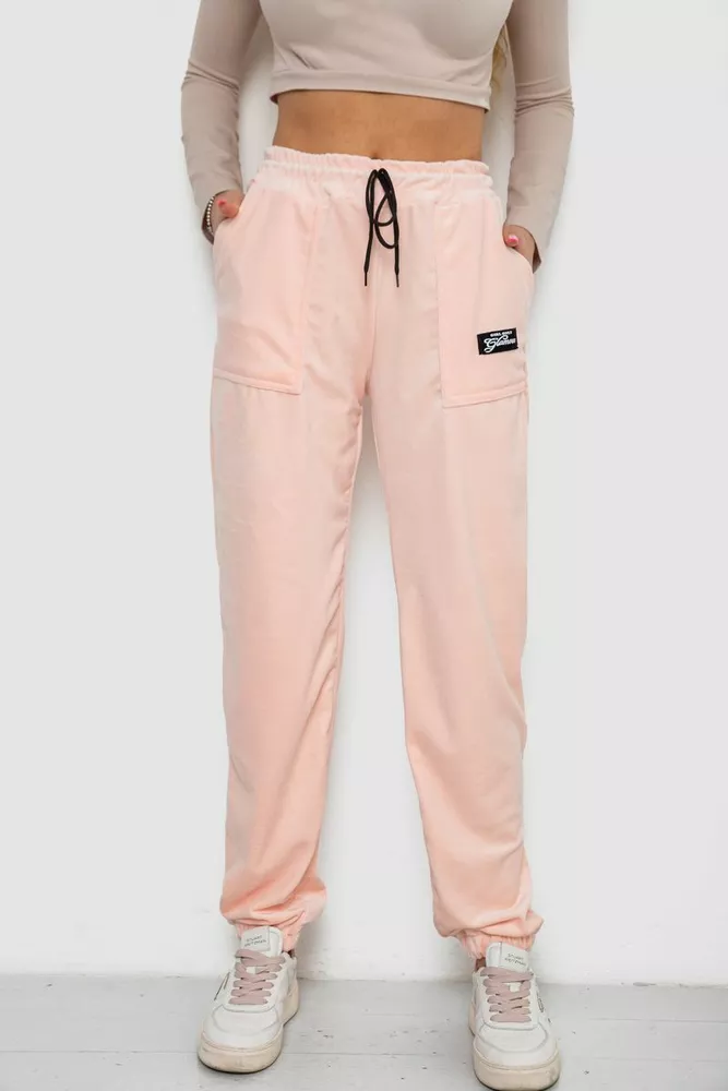 Купити Штани жіночі велюрові  -уцінка, колір персиковий, 238R58473-U-22 - Фото №1