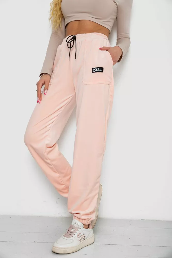 Купити Штани жіночі велюрові  -уцінка, колір персиковий, 238R58473-U-23 - Фото №3