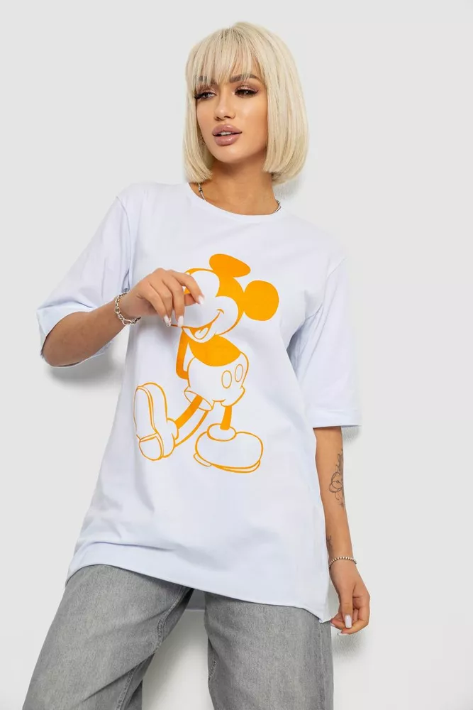 Купить Футболка женская с принтом, цвет белый, 244R1023 оптом - Фото №1