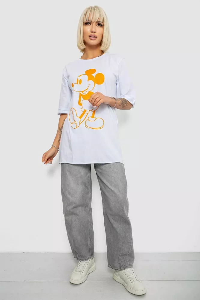 Купить Футболка женская с принтом, цвет белый, 244R1023 оптом - Фото №2