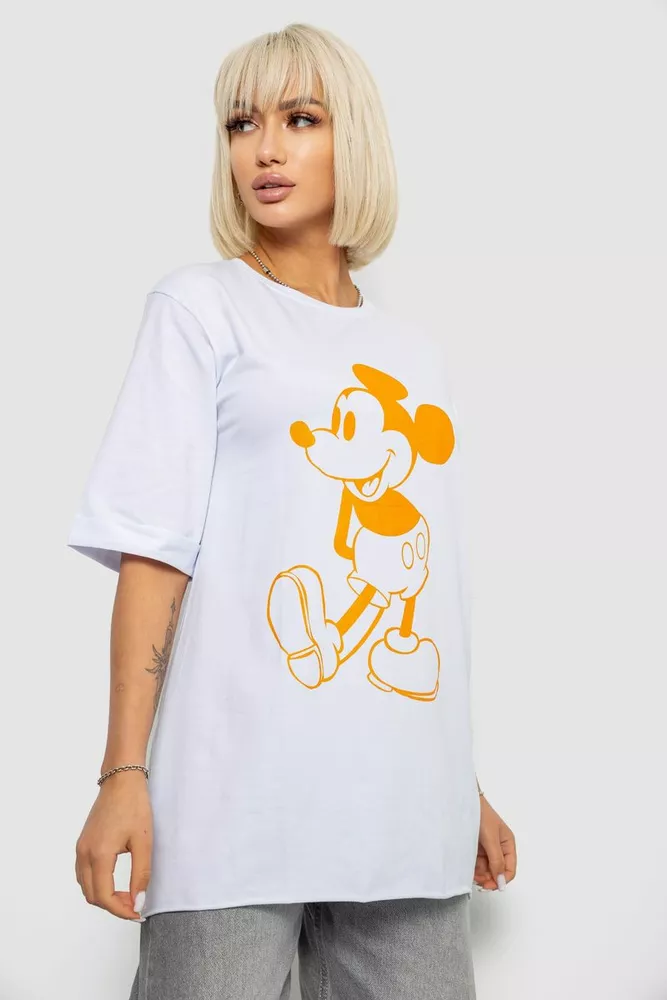 Купить Футболка женская с принтом, цвет белый, 244R1023 оптом - Фото №3