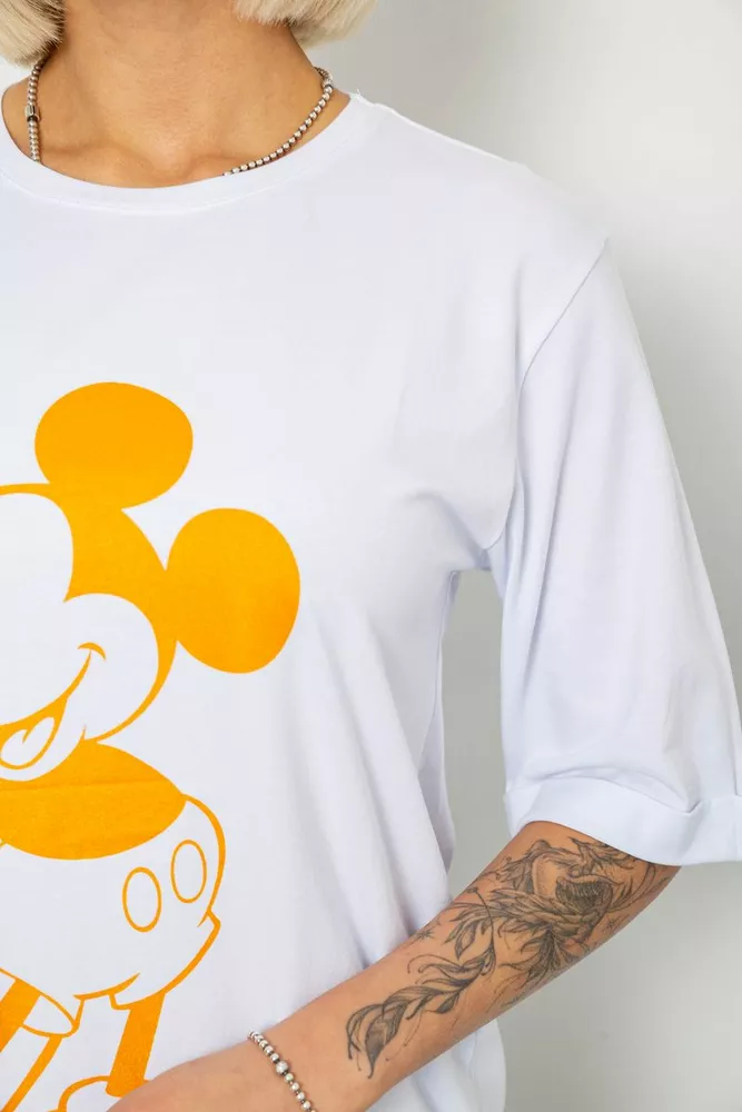 Купить Футболка женская с принтом, цвет белый, 244R1023 оптом - Фото №5