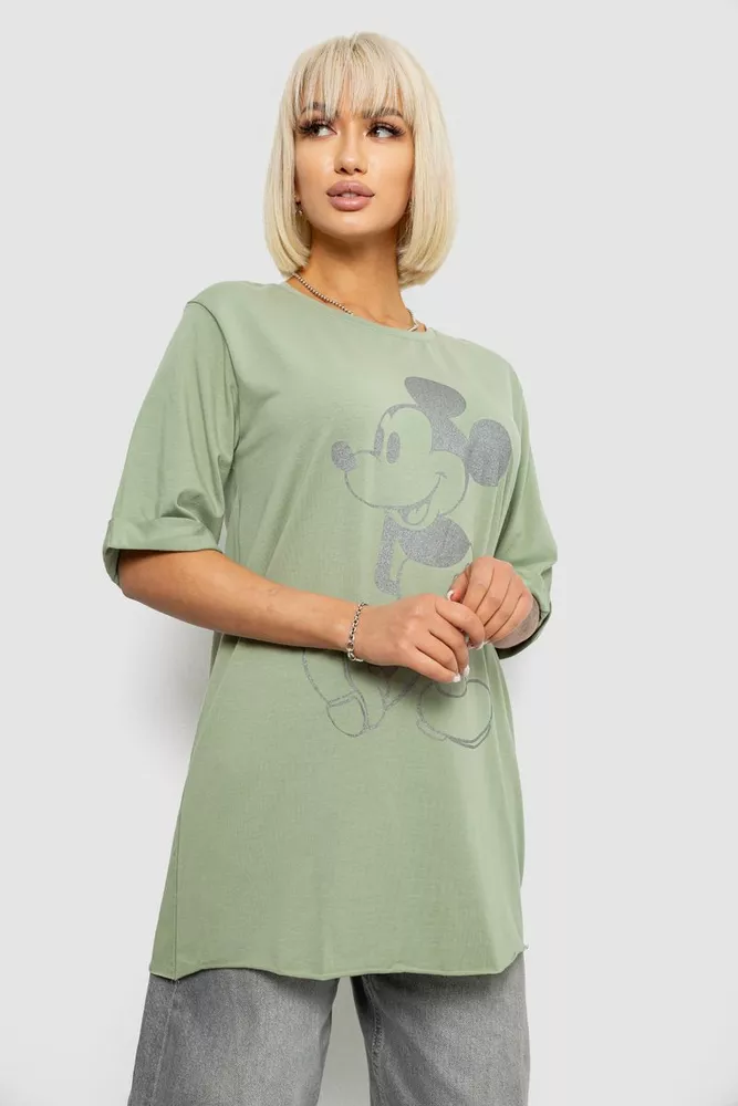Купить Футболка женская с принтом, цвет оливковый, 244R1023 оптом - Фото №3