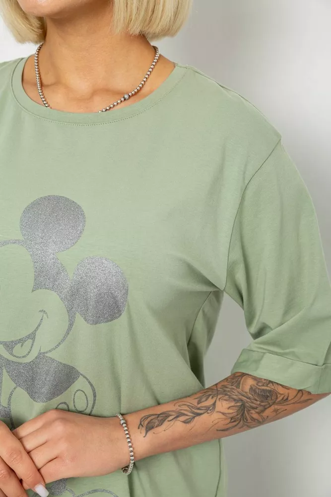 Купить Футболка женская с принтом, цвет оливковый, 244R1023 оптом - Фото №5