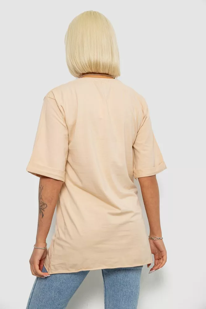 Купить Футболка женская с принтом, цвет бежевый, 244R1023 оптом - Фото №4