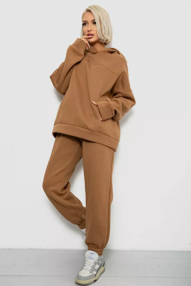Купить Спортивный костюм женский на флисе, цвет коричневый, 247R2016 - Фото №3