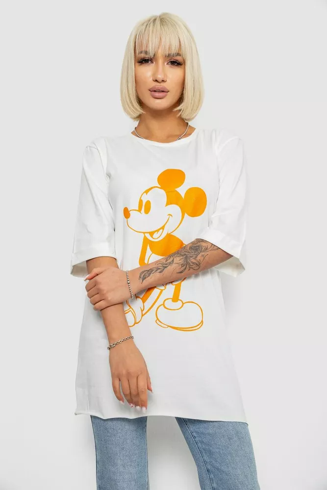 Купить Футболка женская с принтом, цвет молочный, 244R1023 - Фото №1