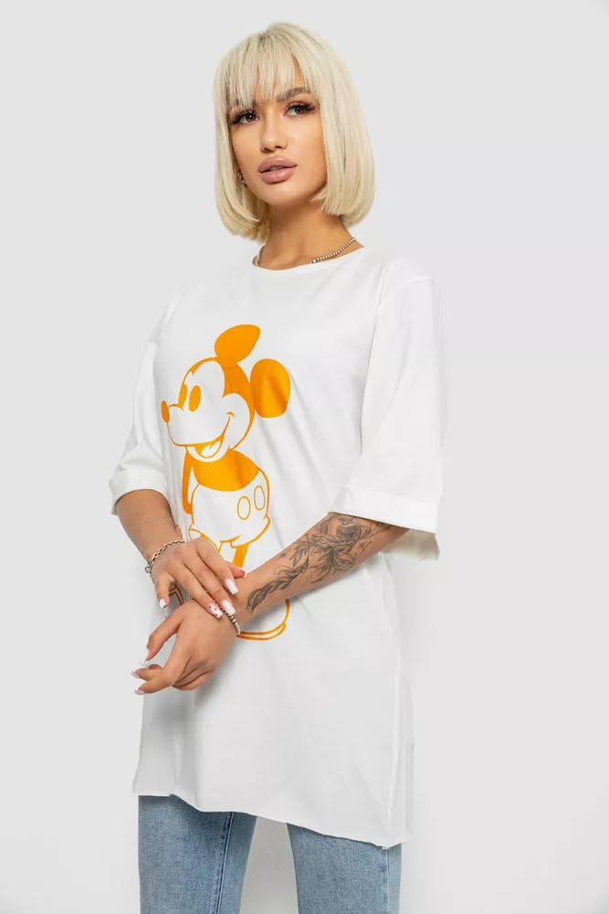 Купить Футболка женская с принтом, цвет молочный, 244R1023 - Фото №3