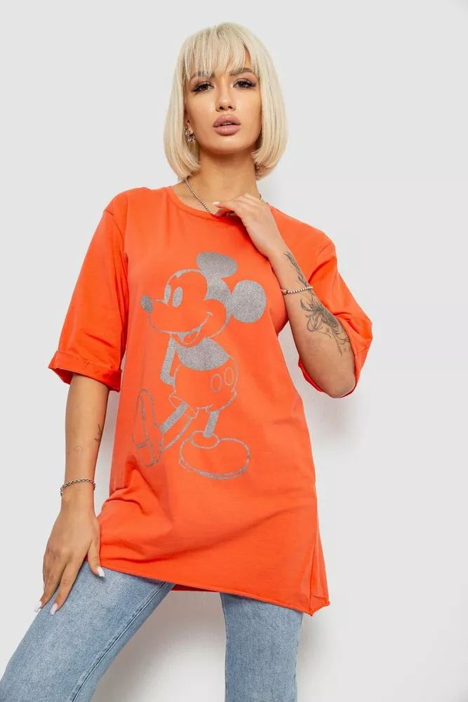 Купити Футболка жіноча з принтом, колір помаранчевий, 244R1023 - Фото №1