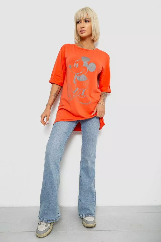 Купити Футболка жіноча з принтом, колір помаранчевий, 244R1023 - Фото №2
