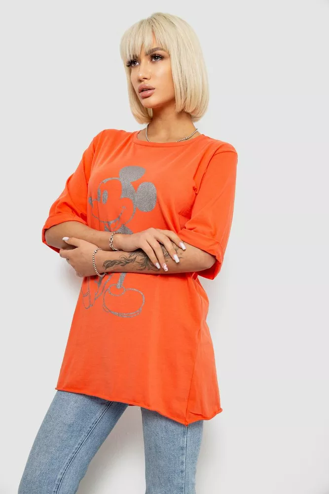 Купити Футболка жіноча з принтом, колір помаранчевий, 244R1023 - Фото №3