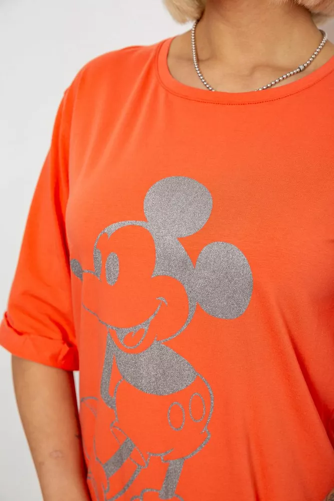 Купити Футболка жіноча з принтом, колір помаранчевий, 244R1023 - Фото №5