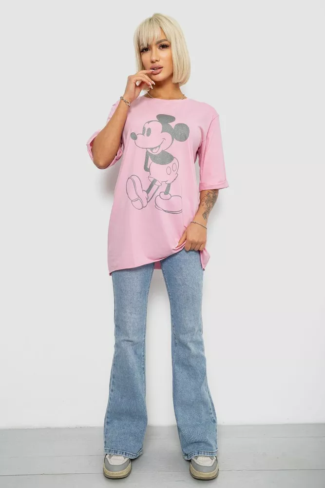 Купити Футболка жіноча з принтом, колір рожевий, 244R1023 - Фото №2