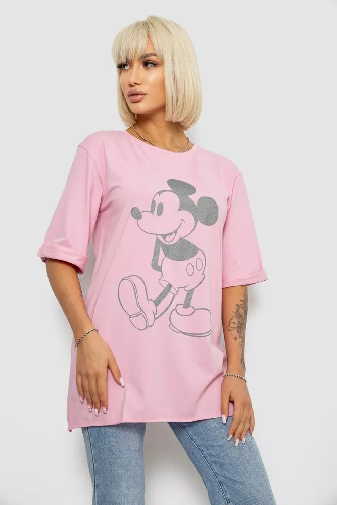 Купити Футболка жіноча з принтом, колір рожевий, 244R1023 - Фото №3
