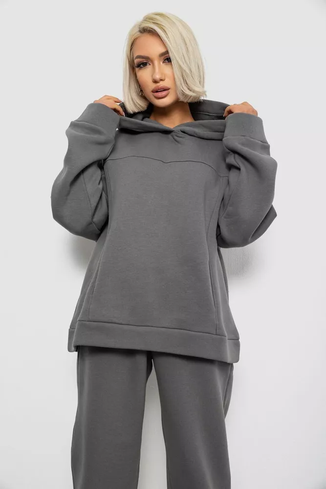 Купить Спортивный костюм женский на флисе, цвет серый, 247R2016 - Фото №2