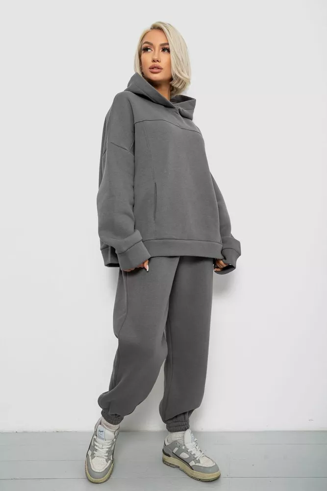 Купить Спортивный костюм женский на флисе, цвет серый, 247R2016 - Фото №3