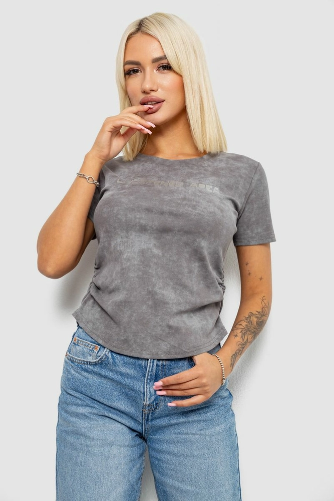 Купити Футболка жіноча з принтом  -уцінка, колір сірий, 221R3309-U - Фото №1