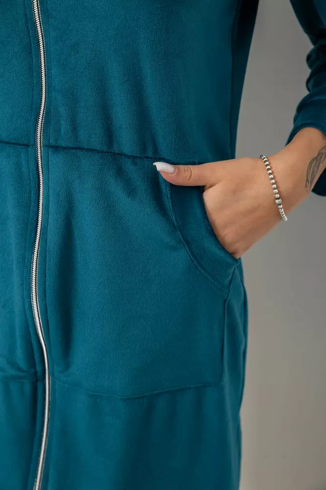 Купить Халат женский велюровый на молнии, цвет изумрудный, 257R1023 - Фото №5