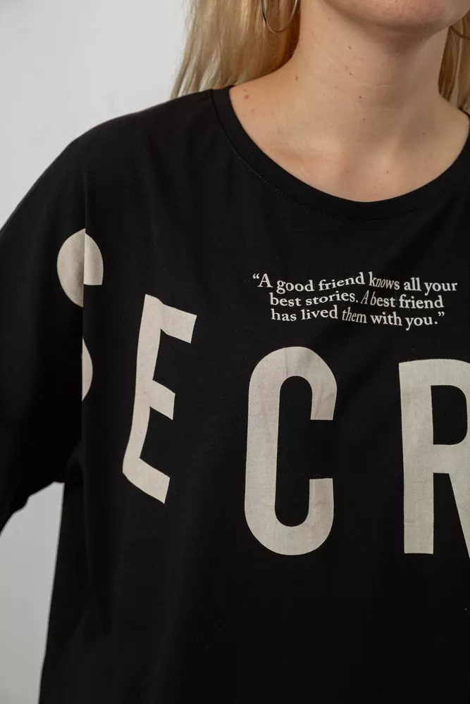 Купить Футболка женская с принтом, цвет черно-бежевый, 244R3008-1 - Фото №5