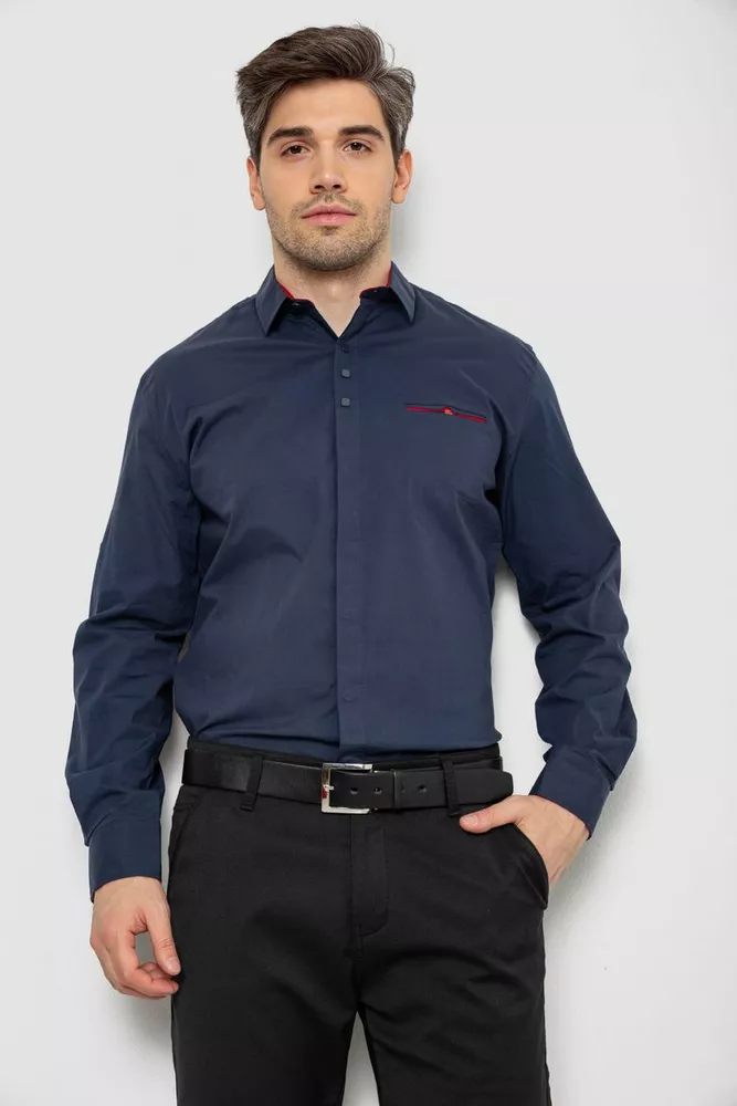 Купить Рубашка мужская  классическая, цвет темно-синий, 186R7114-5 - Фото №1