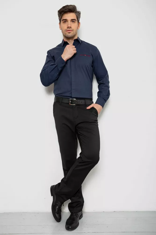 Купить Рубашка мужская  классическая, цвет темно-синий, 186R7114-5 - Фото №2