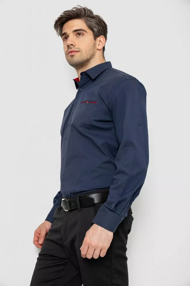 Купить Рубашка мужская  классическая, цвет темно-синий, 186R7114-5 - Фото №3