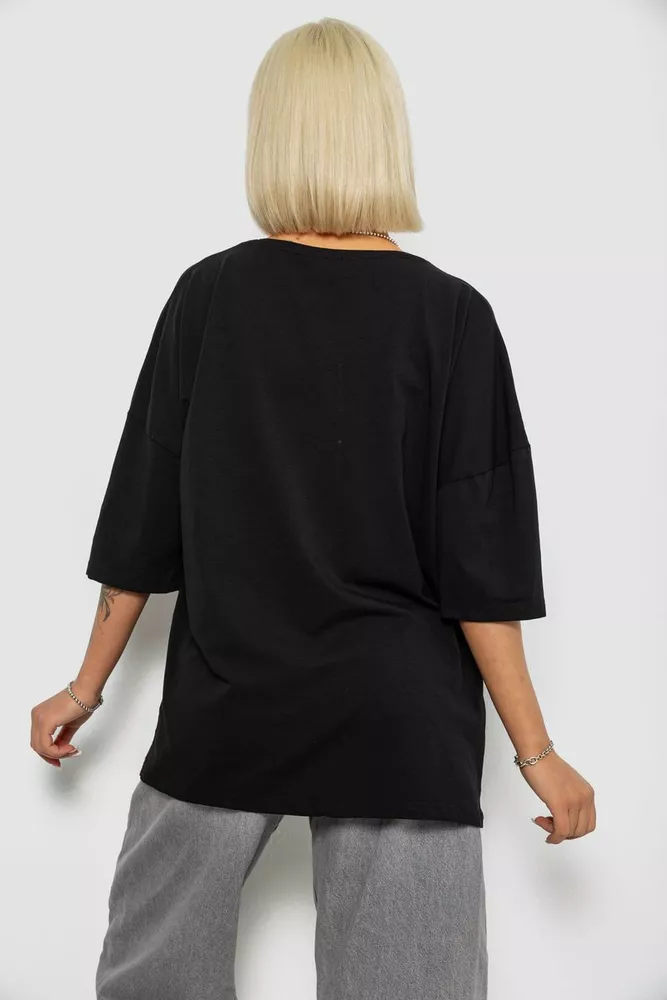 Купити Футболка жіноча з принтом, колір чорний, 244R3008-1 оптом - Фото №4