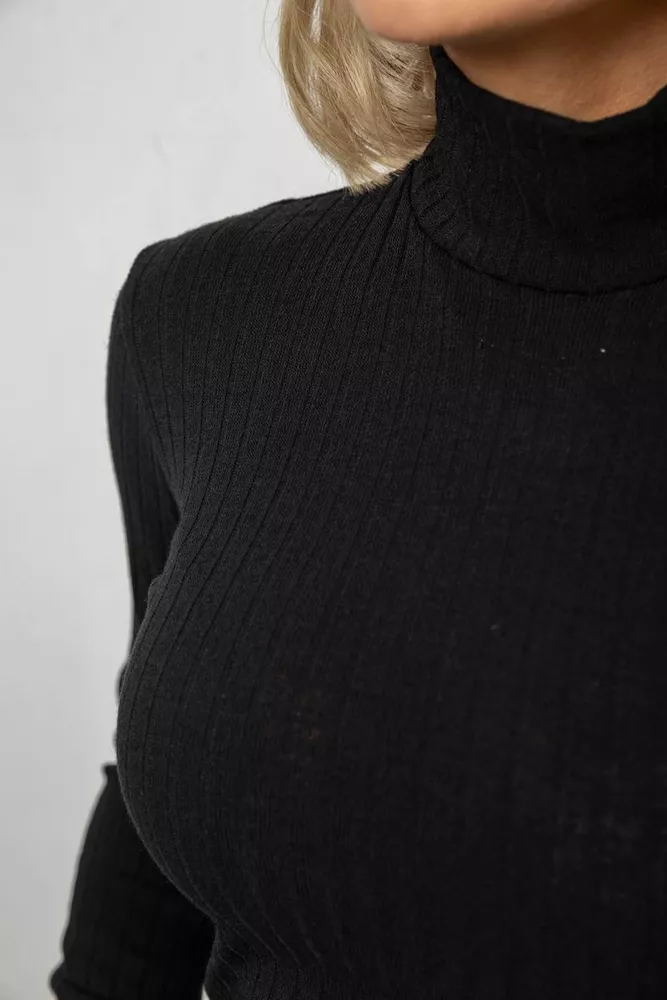 Купить Платье однотонное в рубчик, цвет черный, 257R701-1 - Фото №5