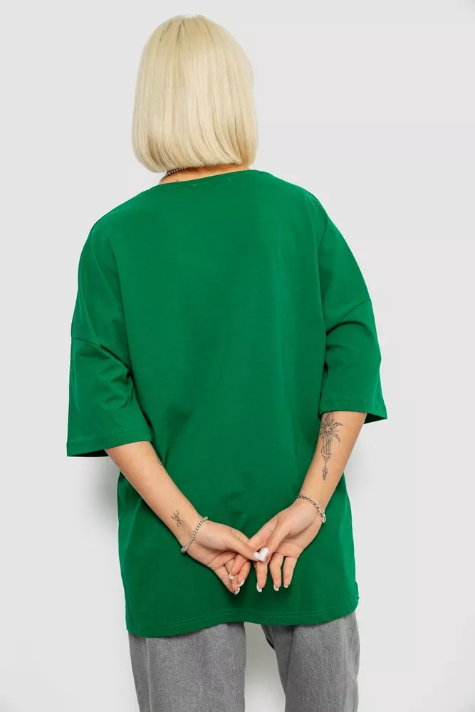 Купити Футболка жіноча з принтом, колір темно-зелений, 244R3008-1 - Фото №4