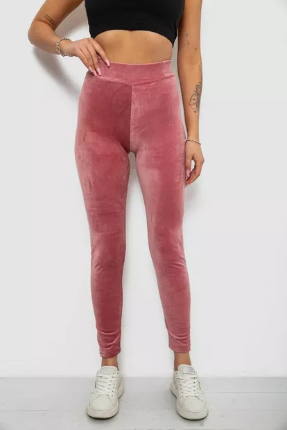 Лосини жіночі велюрові однотонні, колір пудровий, 214R263-1