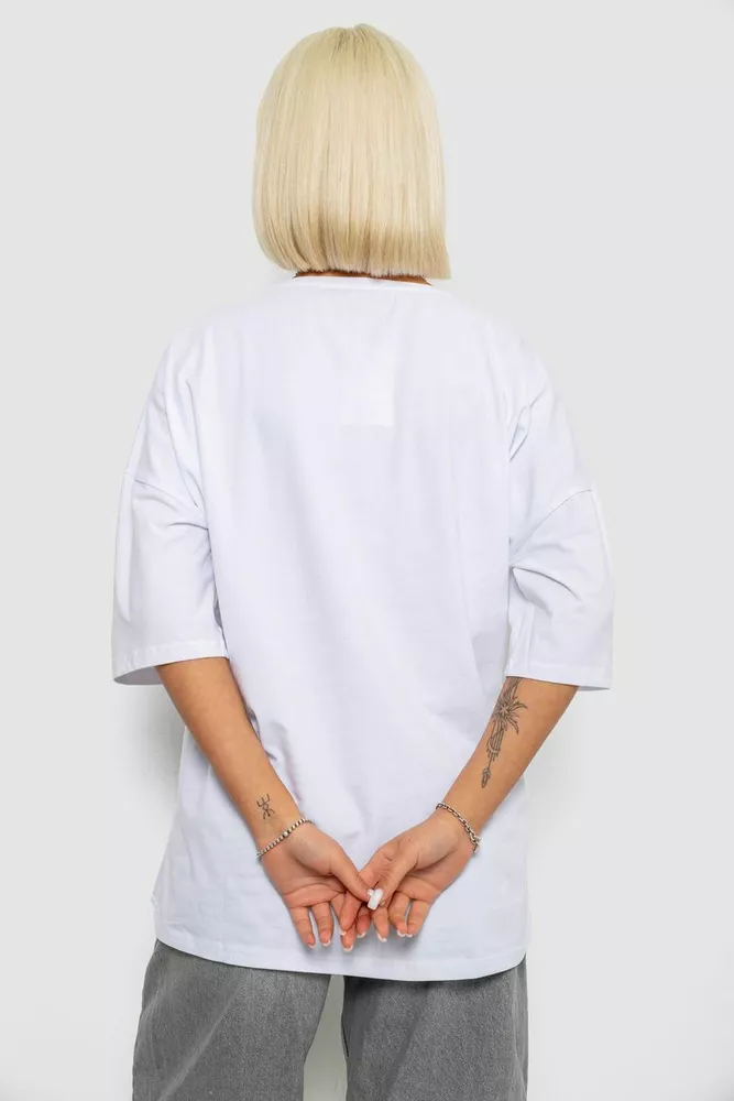 Купити Футболка жіноча з принтом, колір білий, 244R3008-1 оптом - Фото №4