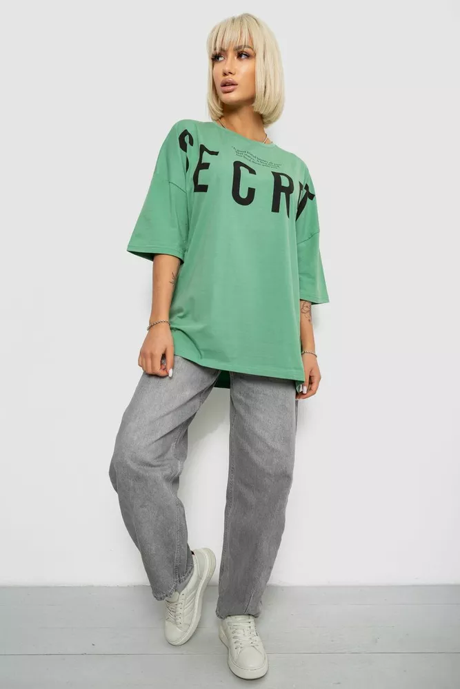 Купити Футболка жіноча з принтом, колір оливковий, 244R3008-1 - Фото №2