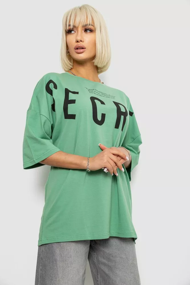 Купити Футболка жіноча з принтом, колір оливковий, 244R3008-1 - Фото №3