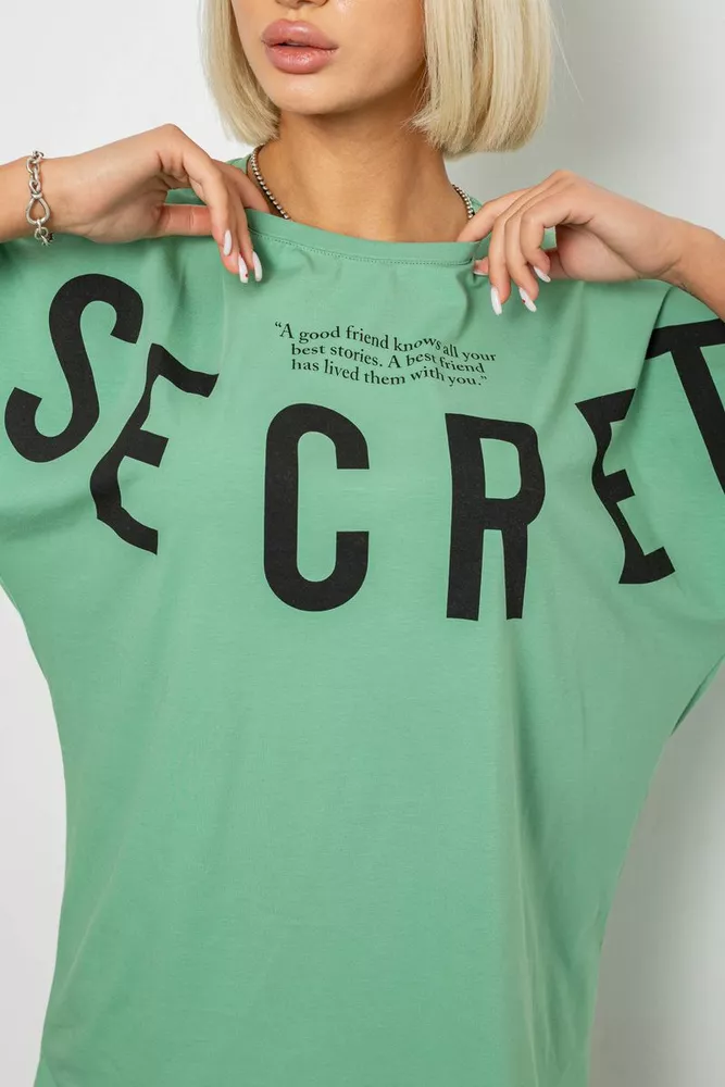 Купити Футболка жіноча з принтом, колір оливковий, 244R3008-1 - Фото №5